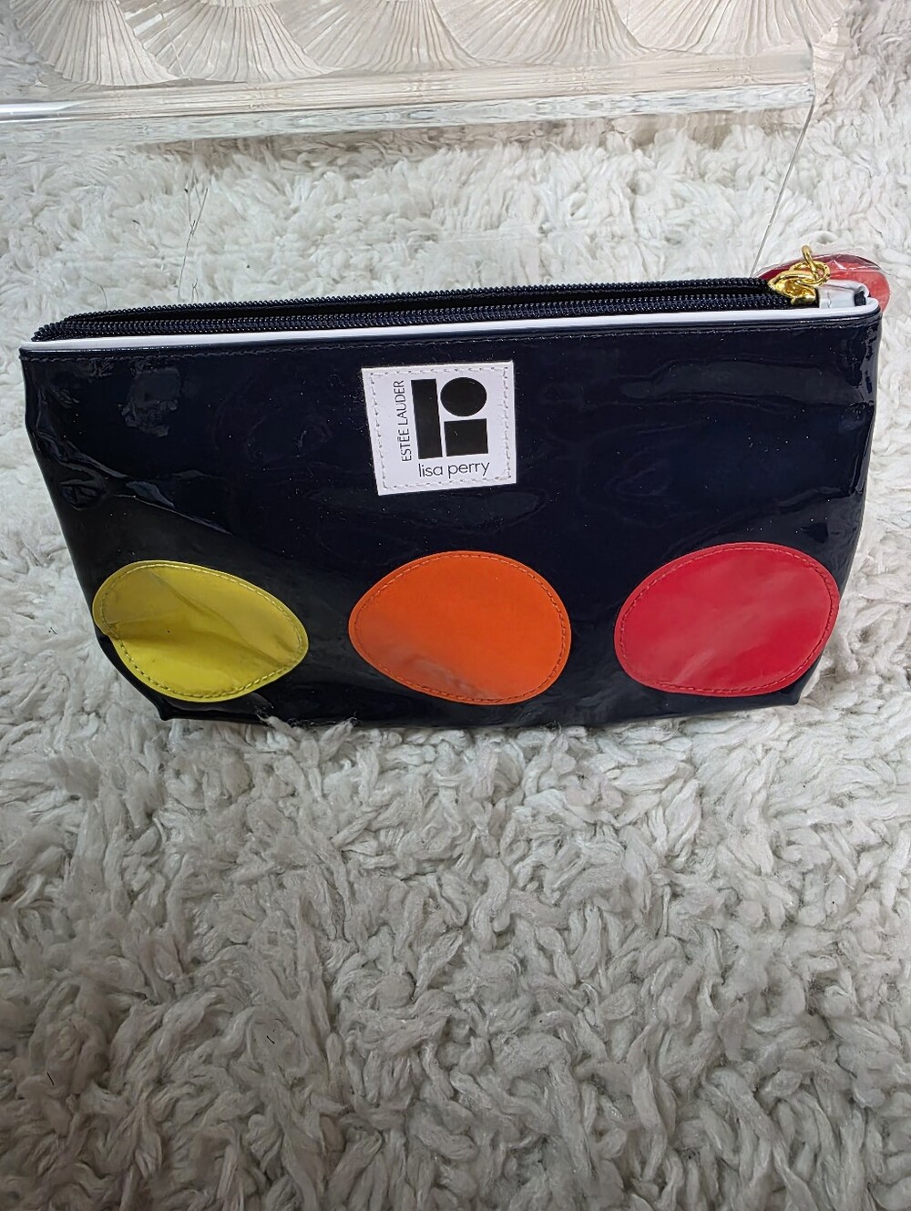 Estee Lauder Lisa Perry, Black Patent Makeup Bag